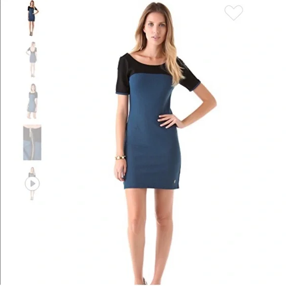 blue and white dress lulus CALVIN KLEIN 205W39NYC Size 4 Black Navy Cotton Color Block Shift Dres –  Sui Generis Designer Consignment main image 1